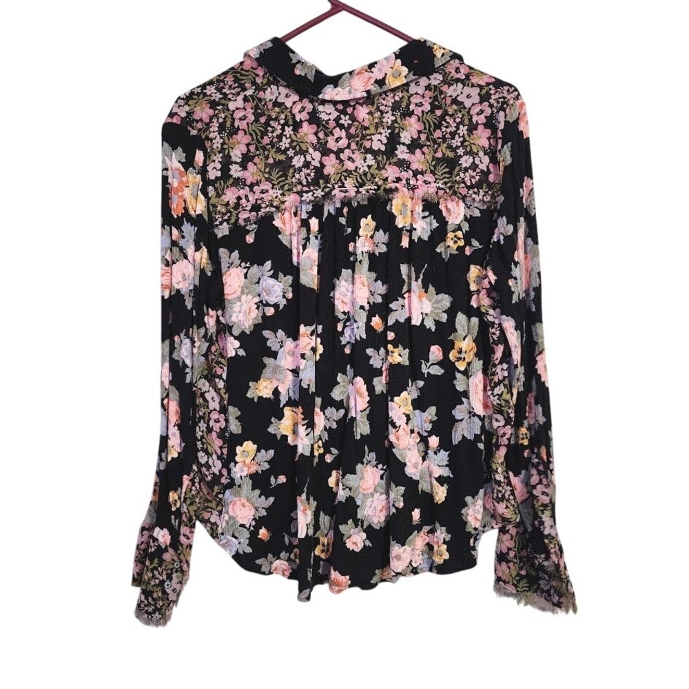 FREE PEOPLE Hold On To Me Floral Blouse Sheer Boho Top Festival M - Picture 3 of 10